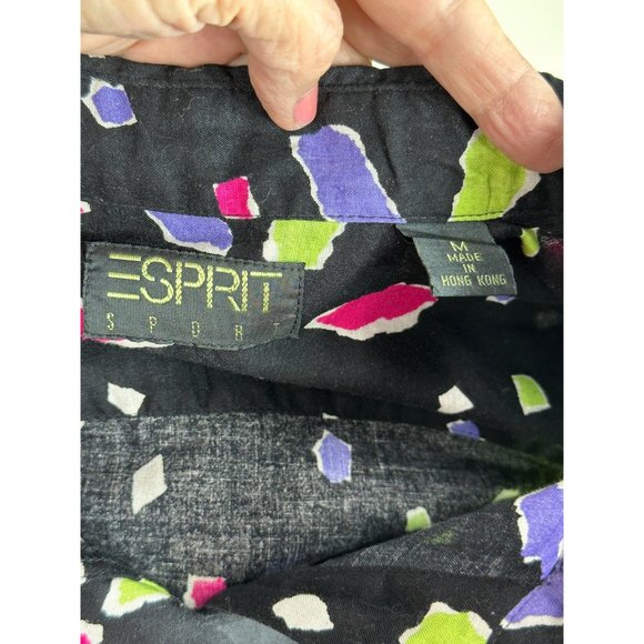 1980s Esprit Sport blouse shirt abstract flowers neon colors Size M/L - Picture 6 of 7